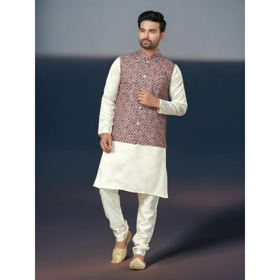 Multi Color, Traditional Men's Kurta Pajama with Jacket– Cultural Wear for Men,230