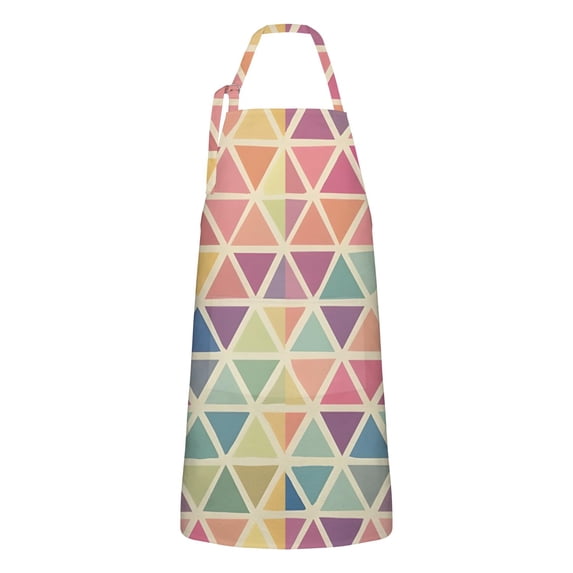 Multi Color Triangle Checkered Pattern Apron-Garden Aprons for Women with Pockets-Cotton Linen Waterproof Kitchen Cooking Gardening Aprons Adjustable for Kitchen,Cooking,BBQ and Salon 33x27 Inch