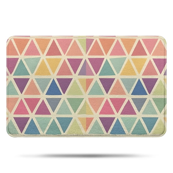 Multi Color Triangle Checkered Pattern Bathroom Rugs Mat,Non Slip Microfiber Bathroom Rug,Rubber Backing,Soft Bathroom Mats for Bathroom Floor,Tub and Shower,17x27in(43x68cm)