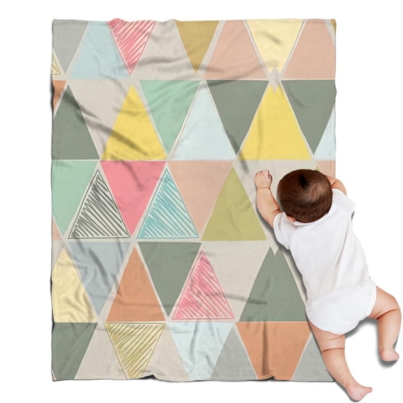 Multi Color Triangle Checkered Pattern Blanket,Comfortable Soft Flannel Throw Blanket,All Season,Warm Lightweight Blankets for Sofa Bed Couch Living Room Chair,30"x40"