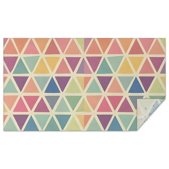 Multi Color Triangle Checkered Pattern Rectangle Tablecloth 60"x102",Waterproof Polyester Rectangle Table Cloth, Wipeable Spillproof Polyester Tablecloth for Dining, Camping, Indoor and Outdoor