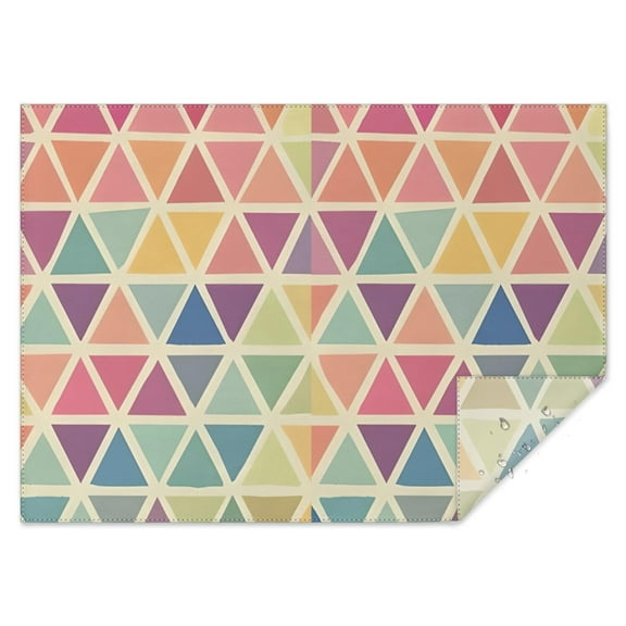 Multi Color Triangle Checkered Pattern Rectangle Tablecloth 60"x84",Waterproof Polyester Rectangle Table Cloth, Wipeable Spillproof Polyester Tablecloth for Dining, Camping, Indoor and Outdoor