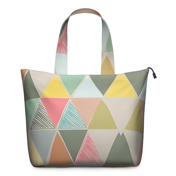 Multi Color Triangle Checkered Pattern Travel Tote Bags for Women Carry On,Large Weekender Bags for Women Travel,Multi Functional Duffle Bag for Work,Shopping,Sports