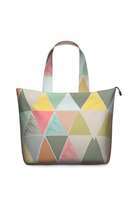 Multi Color Triangle Checkered Pattern Travel Tote Bags for Women Carry On,Large Weekender Bags for Women Travel,Multi Functional Duffle Bag for Work,Shopping,Sports