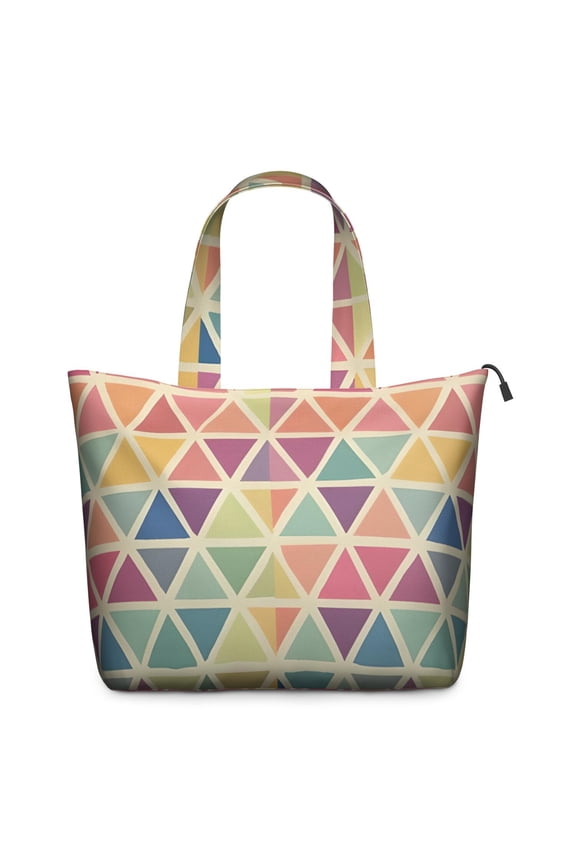 Multi Color Triangle Checkered Pattern Travel Tote Bags for Women Carry On,Large Weekender Bags for Women Travel,Multi Functional Duffle Bag for Work,Shopping,Sports