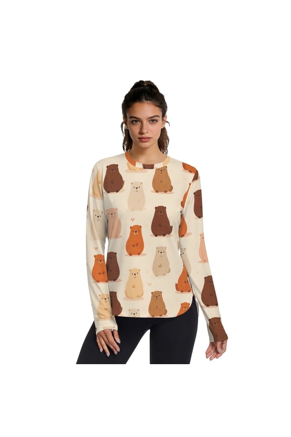 Multi Color Water Dolphin Pattern Women's Activewear UPF 50+ Sun Protection Shirt Cooling Quick Dry Thumb Hole Top