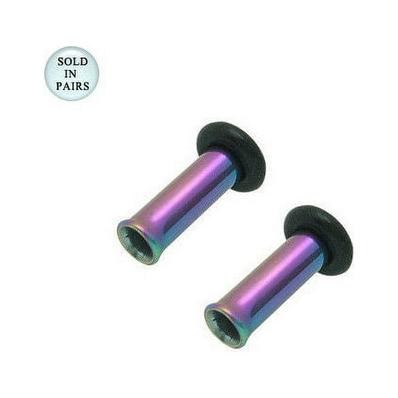 Multi-Colored Anodized Titanium Tunnel Eyelet Plug - 8 Gauge