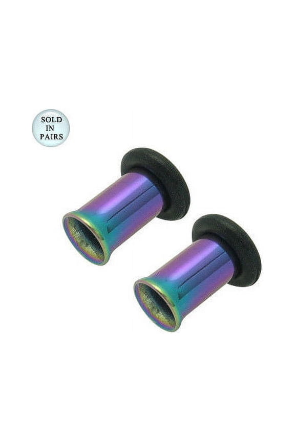 Multi-Colored Anodized Titanium Tunnel Gauges Eyelet Plugs - 4 Gauge