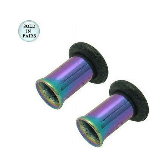 Multi-Colored Anodized Titanium Tunnel Gauges Eyelet Plugs - 4 Gauge