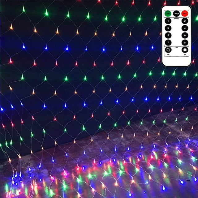 MultiColored BatteryOperated Patio Garden Net Lights 100 LED Mesh Light (4.9ft x 4.9ft) with