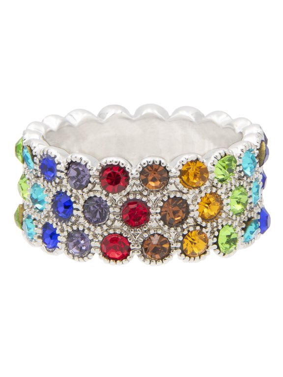 Multi-Colored Chakra Gemstone Statement Ring, Size 7
