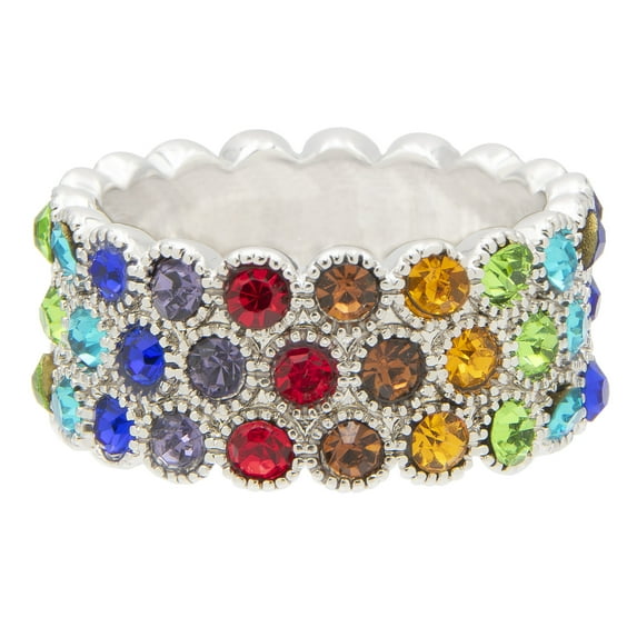 Multi-Colored Chakra Gemstone Statement Ring, Size 8