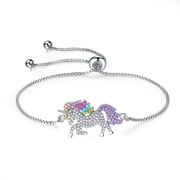 Multi-Colored Crystal Unicorn Adjustable Bracelet