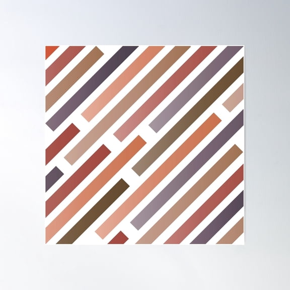 Multi Colored Diagonal Striped Pattern Poster Wall Art, Modern Wall Decor For Living Room Bedroom, 24x24 UNFRAMED