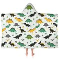 thumbnail image 1 of Multi Colored Dinosaur Assortment Pattern Hooded Bath Towel，50"x30" for Ages 3 To 12 Kids, Quick Dry Lightweight Soft Microfiber Hood Beach Towel Cover Up for Kids, 1 of 7