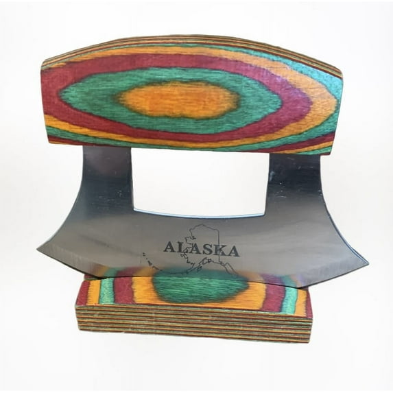 Multi-Colored Exotic Wood Handled Ulu with Stand, Garden, Lawn, Maintenance