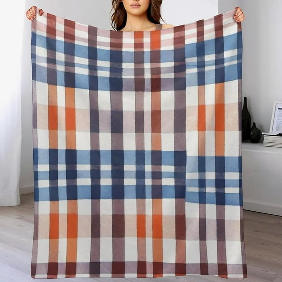Multi-Colored Flannel Christmas Throw Blanket - Plaid Blanket for Couch - Checkered Blanket Throw - Soft & Cozy Throw Blanket for Couch - 50 x 60 Inches