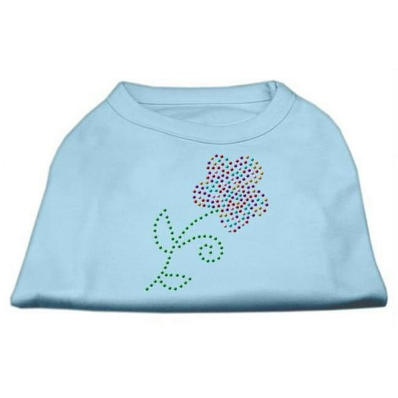 Multi-Colored Flower Rhinestone Shirt Baby Blue S (10)