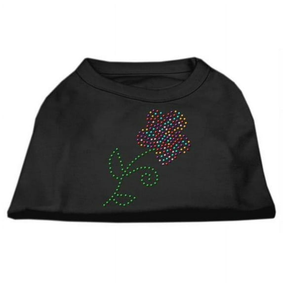 Multi-Colored Flower Rhinestone Shirt Black L (14)