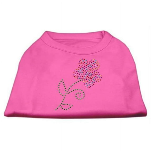 Multi-Colored Flower Rhinestone Shirt Bright Pink S (10)