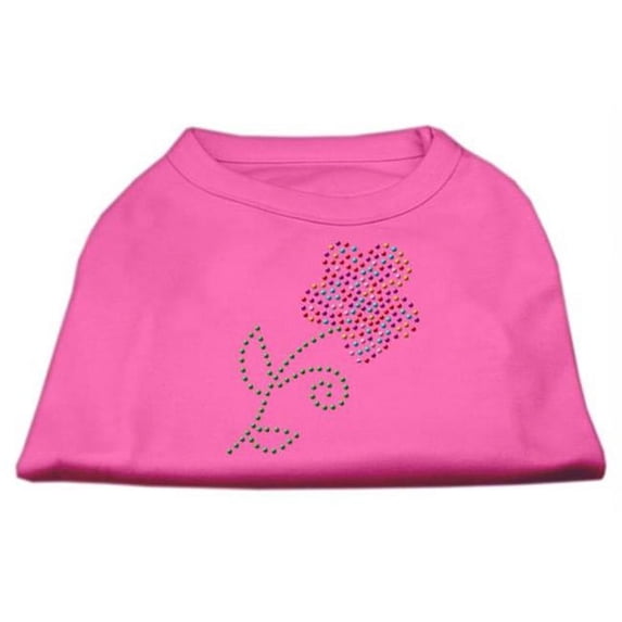 Multi-Colored Flower Rhinestone Shirt Bright Pink XXXL(20)