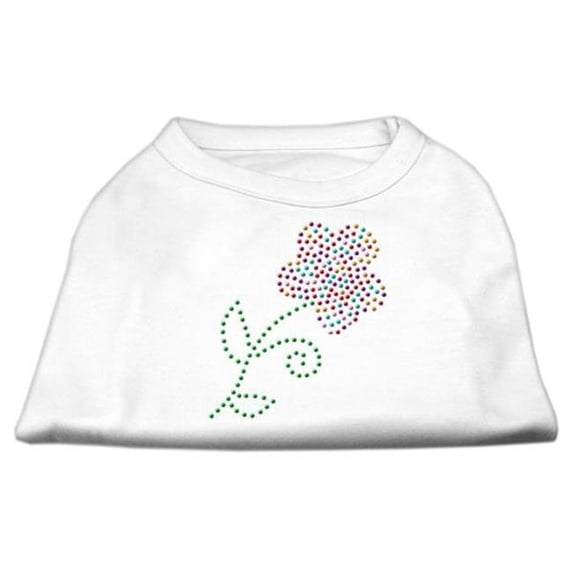 Multi-Colored Flower Rhinestone Shirt White XXL (18)