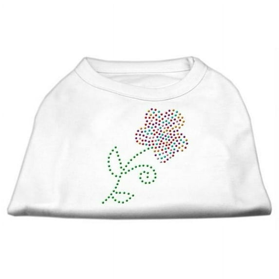 Multi-Colored Flower Rhinestone Shirt White XXXL(20)