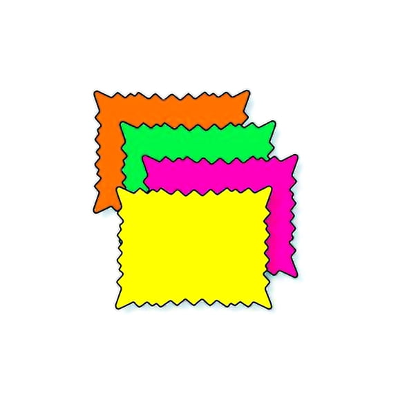 Multi-Colored Fluorescent Square Burst Sign Cards -  5"W x 5"H - Pack of 100