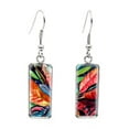 thumbnail image 1 of Multi Colored Jungle Leave Rectangular Drop Earrings, 1 of 1