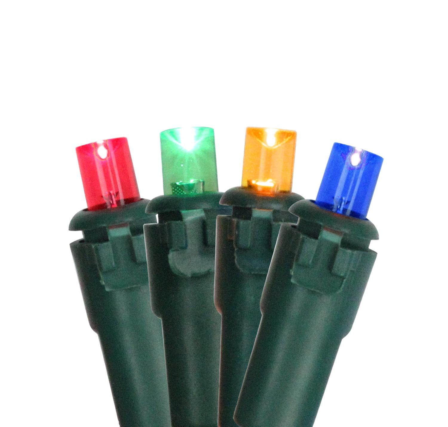 Multi Colored LED Christmas Lights on Green Wire