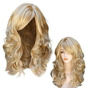 Multi-Colored Medium-Length Curly Synthetic Wig Gold, Heat-Friendly Blonde Curly Wig, Long Curly Full Wig, Ideal for Halloween, Christmas, New Year s Eve Wedding, Halloween, Christmas,Season, Anni