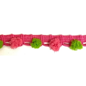 Multi Colored Pom Pom Poly Ball Fringe - 12 Total Yards!