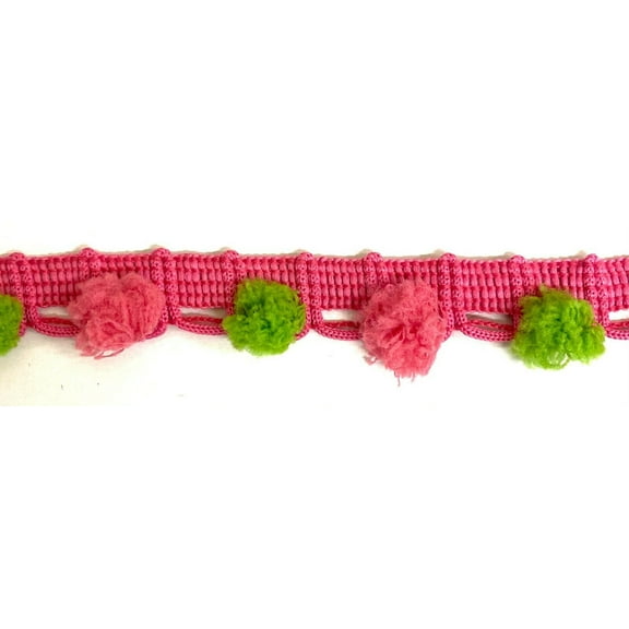 Multi Colored Pom Pom Poly Ball Fringe - 12 Total Yards!