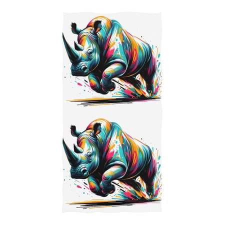 Multi Colored Rhino Beach Towel Oversized 74"x37" Pool Towels Soft Absorbent Extra Large Quick Drying for Bathroom