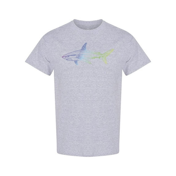 Multi Colored Shark Design T-Shirt Men -Image by Shutterstock, Male Small