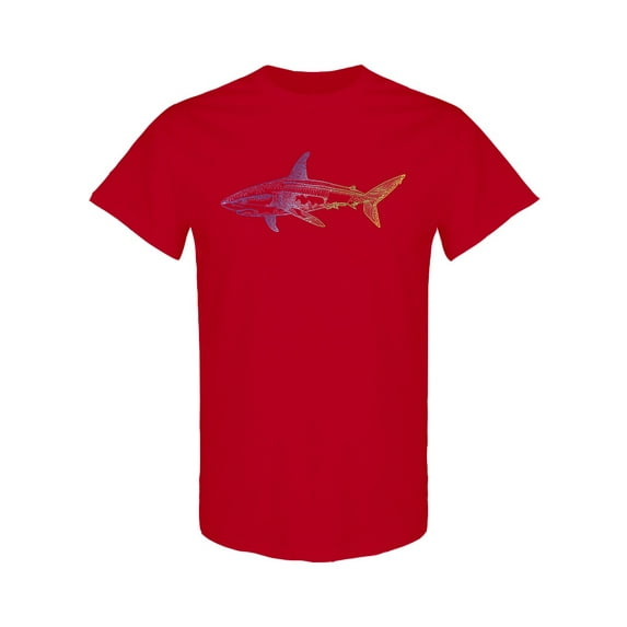 Multi Colored Shark Design T-Shirt Men -Image by Shutterstock, Male XX-Large