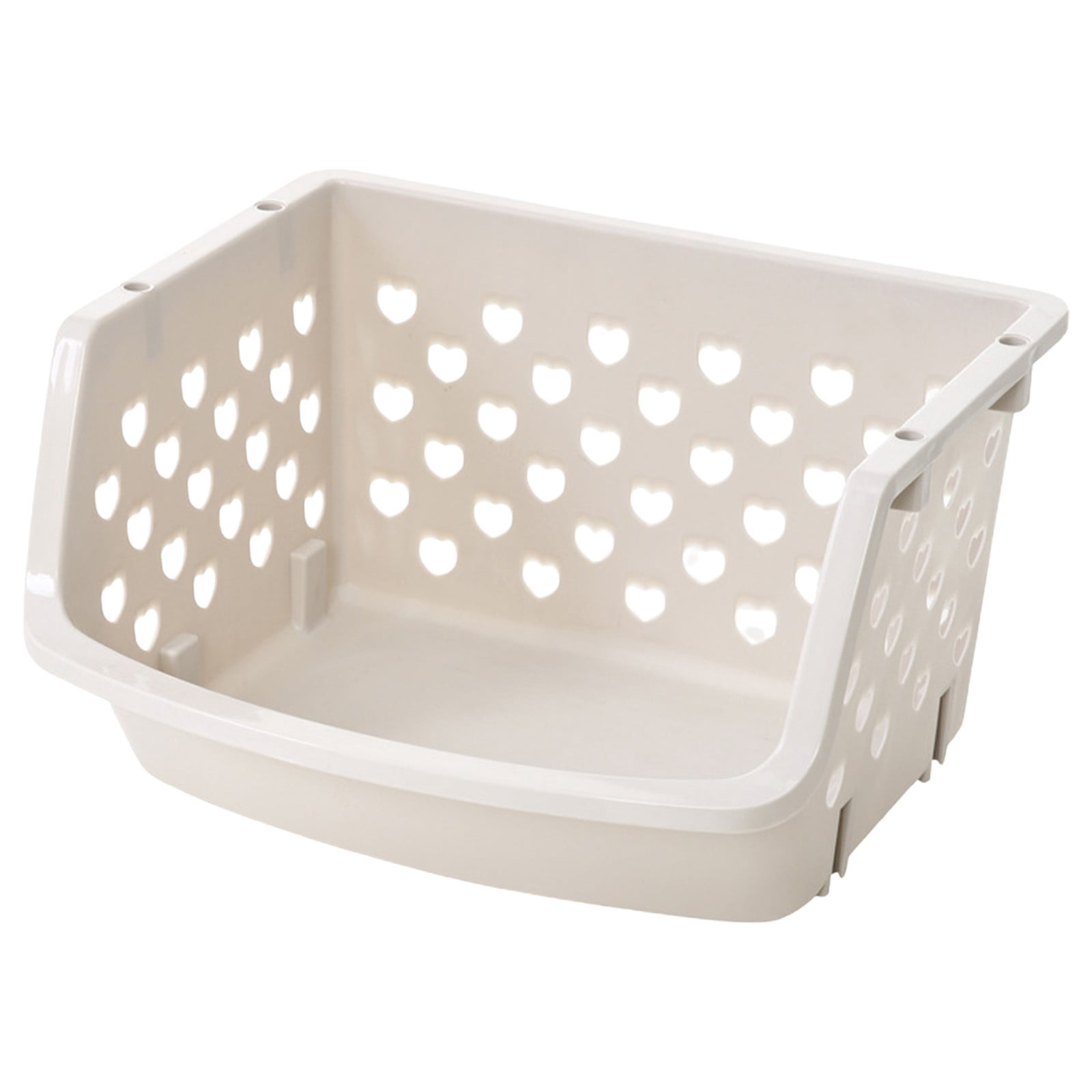 Multi Colored Stackable Storage Bins,1Pcs Stackable Storage Basket Organizer for Food Snacks Toys Toiletries Plastic Storage Bins Beige