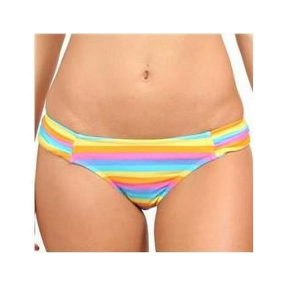Multi-Colored Striped Ruched Side Bottom, Medium