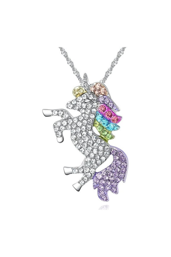 Multi-Colored Unicorn Pendant Necklace made with crystals from Swarovski