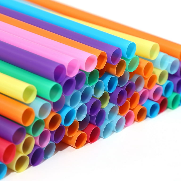 RENYIH 300 Pcs Multi Colors Jumbo Smoothie Straws Boba Straws,Plastic  Milkshake Straws Disposable Wide-mouthed Large Individually Wrapped  Straws(0.43