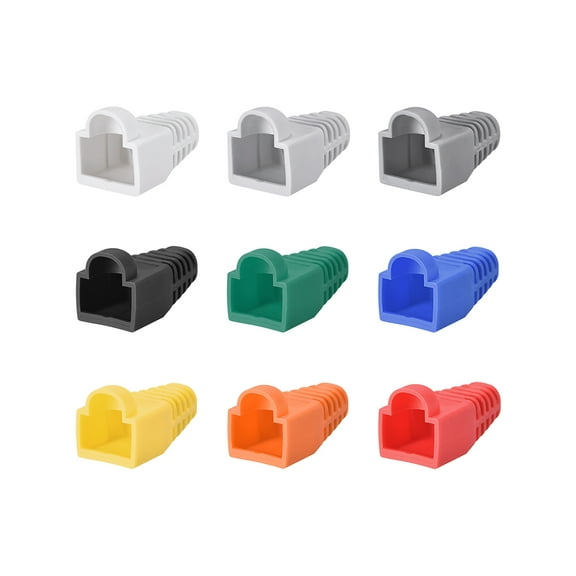 Multi Colour 6mm Hole Dia RJ45 Boots Cover Anti Dust Plastic Protector for Network Cable Cat5 Cat5E Cat6 9in1 100Pcs