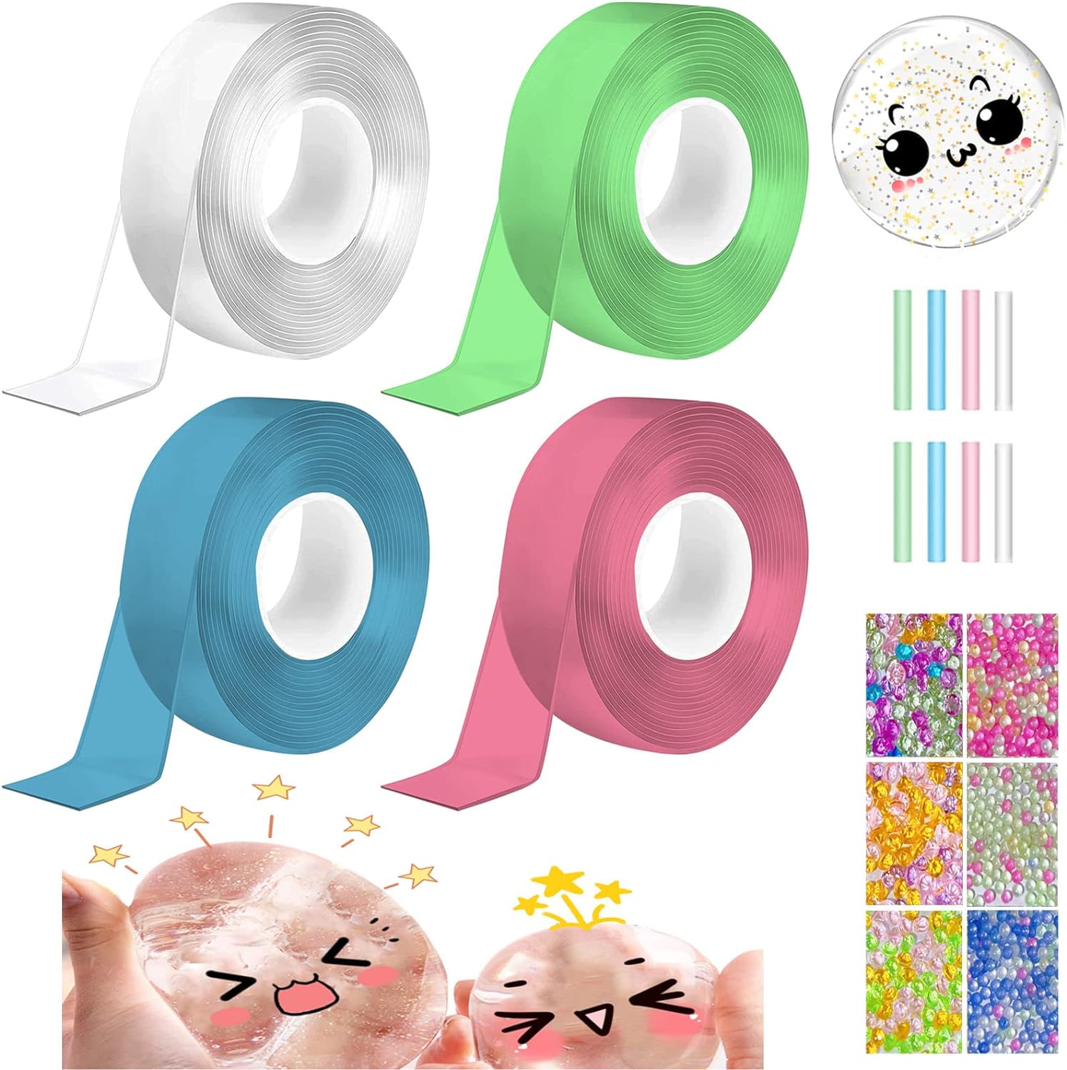 MultiColour Nano Tape Bubble Kit 4 PCS Plastic Magic Bubbles Balloon