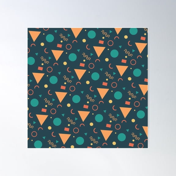 Multi-Coloured Fractal Memphis Pattern Poster Wall Art, Modern Wall Decor For Living Room Bedroom, 24x24 UNFRAMED