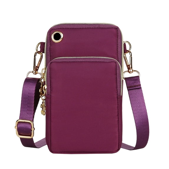 Multi-Compartment Bag for Women, Lightweight Travel Shoulder Sling Purse with Multiple Zipper Pockets, Versatile Everyday Handbag for Hiking and Commuting, 1Pack Dark Purple