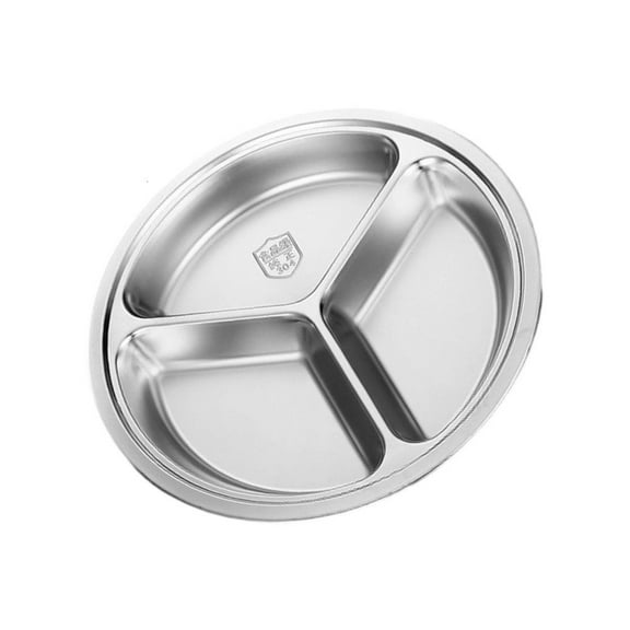 Multi Compartment Circular Dish 28Cm Stainless Steel Food Safe Divided Plate