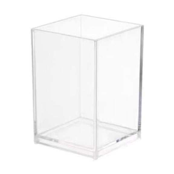 Multi Compartment Clear Acrylic Pen Holder, Vanity Makeup Brush Storage Cup, Transparent Desktop Stationery Caddy, Single or Triple Slot Clear Organizer for Home Dresser Office Writing,Single
