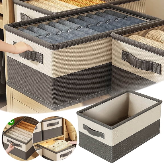 Multi-Compartment Closet Organizer - Foldable Storage Box with Layered Design for Wardrobe Management