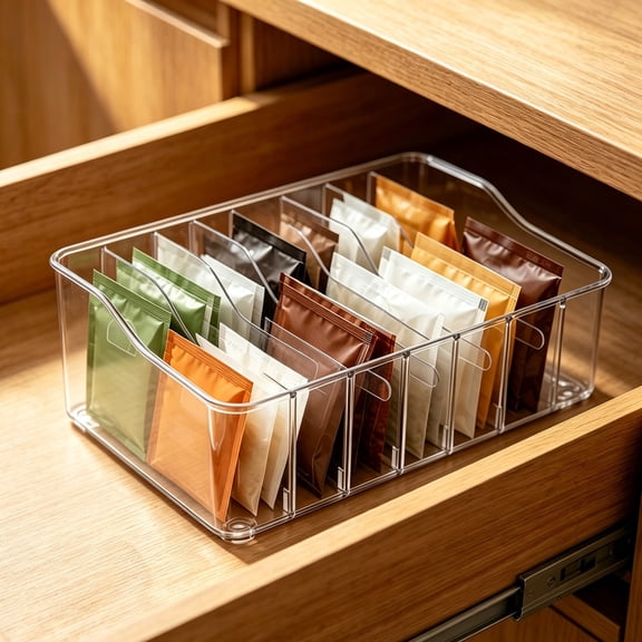 Multi-Compartment Kitchen Seasoning Storage Boxes with Removable Dividers, Practical Organizers for Bagged Condiments and Spice Jars to Sort Various Seasonings Neatly in Home Cooking Areas, Clear