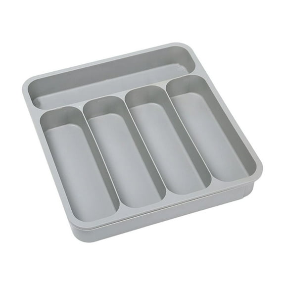 Multi-Compartment Kitchen Utensils Holder – Non-Slip Utensil Holder for Kitchen Drawers, Cutlery Tray for forks, Knives, Spoons & More, Durable & Easy To Clean (Gray)
