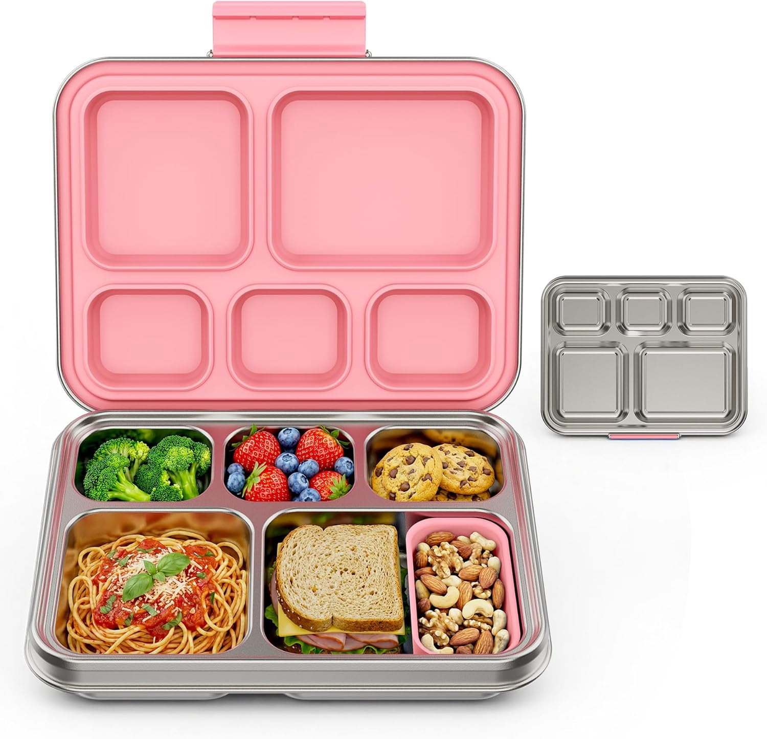 Multi-Compartment Metal Lunch Box with Removable Inserts